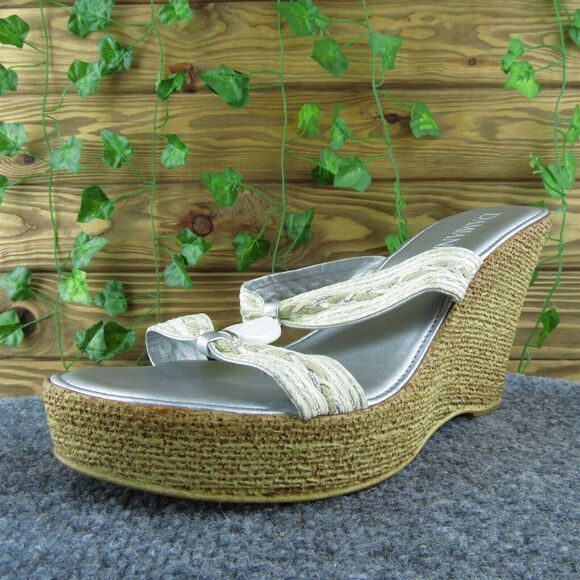 Damiani Women Slide Sandal Shoes Silver Synthetic‎ Size 10 Medium - Picture 1 of 10